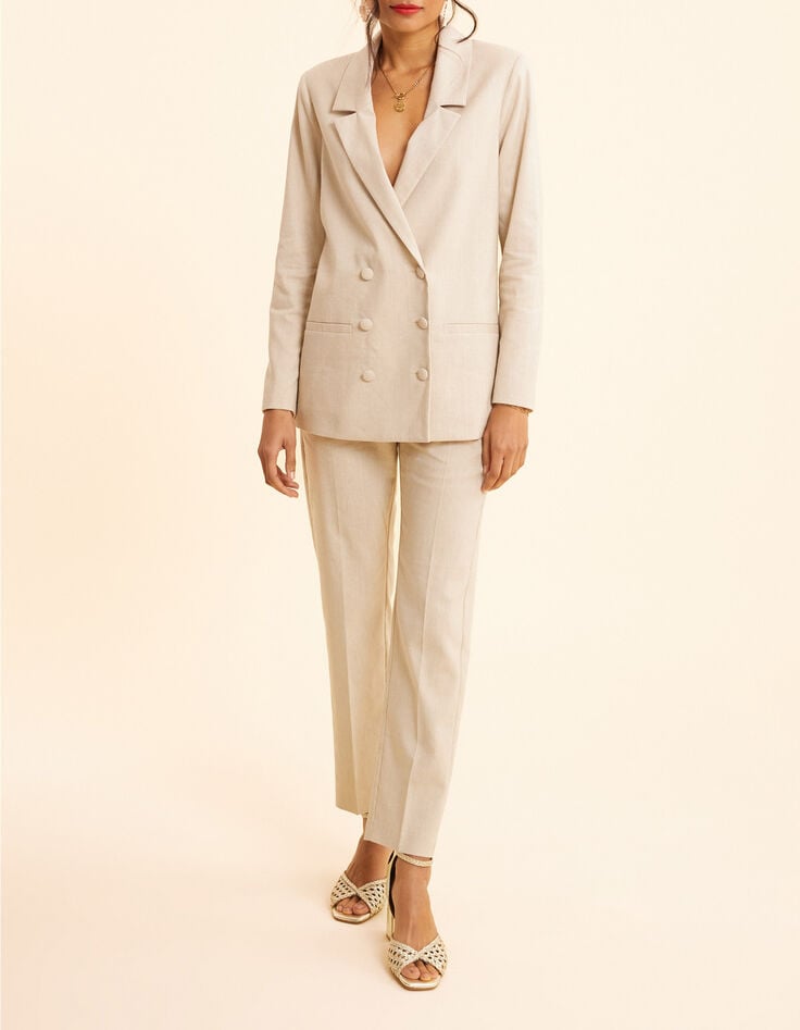 Veste de costume &eacute;cru lurex motif rayures I.Code-7