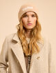 Bonnet beige tricot côtelé broderie I.Code-3