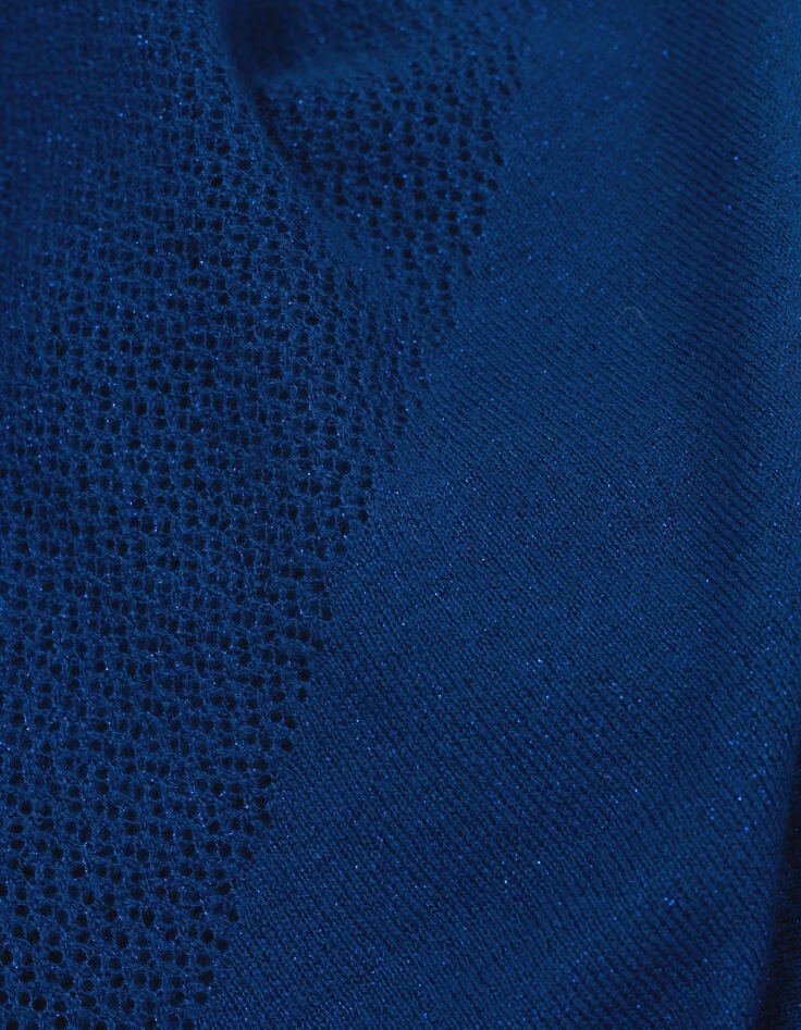 Cardigan zippé à capuche bleu tricot lurex I.Code-8 Cardigan zippé à capuche bleu tricot lurex I.Code-8
