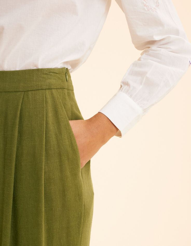Ecru lurex krijtstreep motief pak broek I.Code-6