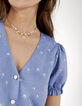 Top bleu à motif palmiers I.Code-4