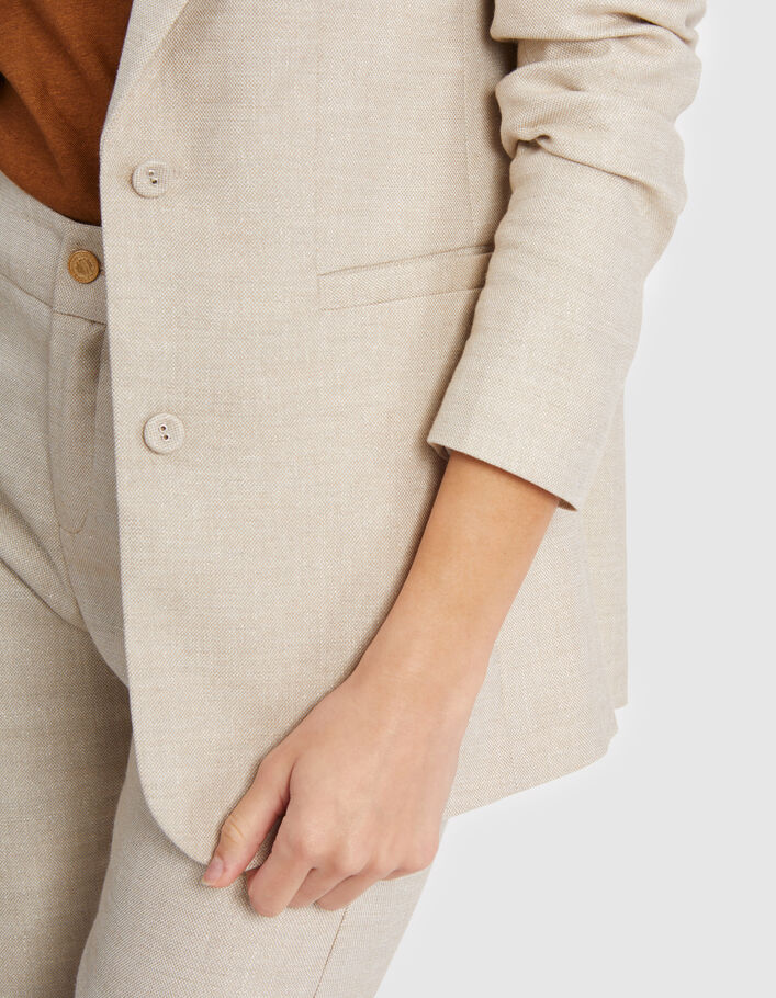 I.Code iridescent beige linen-blend suit jacket - I.CODE