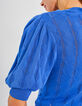 Kobalt gebreid vest korte mouwen I.Code-3