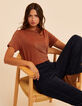 I.Code brown T-shirt with gold lurex stripes-1