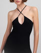 Schwarzes langes Netz-Spitzenkleid f&uuml;r Damen-5