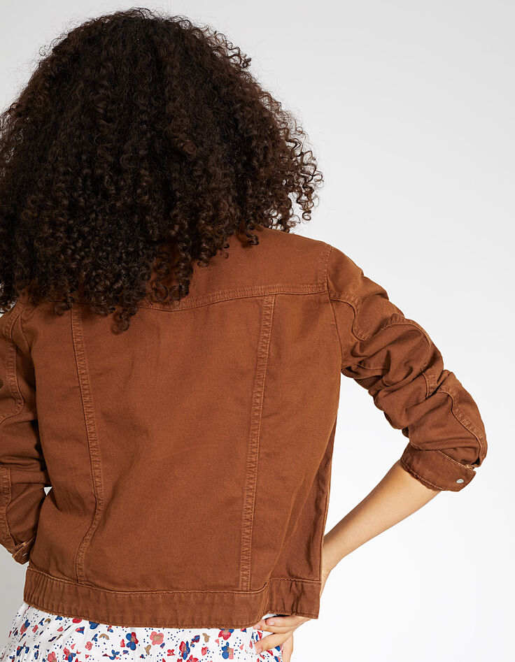 Veste en jean cognac à boutons paillettes I.Code -2
