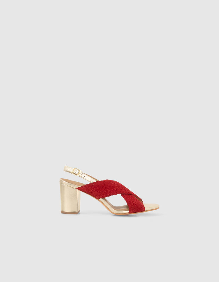 I.Code cherry woven suede and gold leather sandals-4 I.Code cherry woven suede and gold leather sandals-4