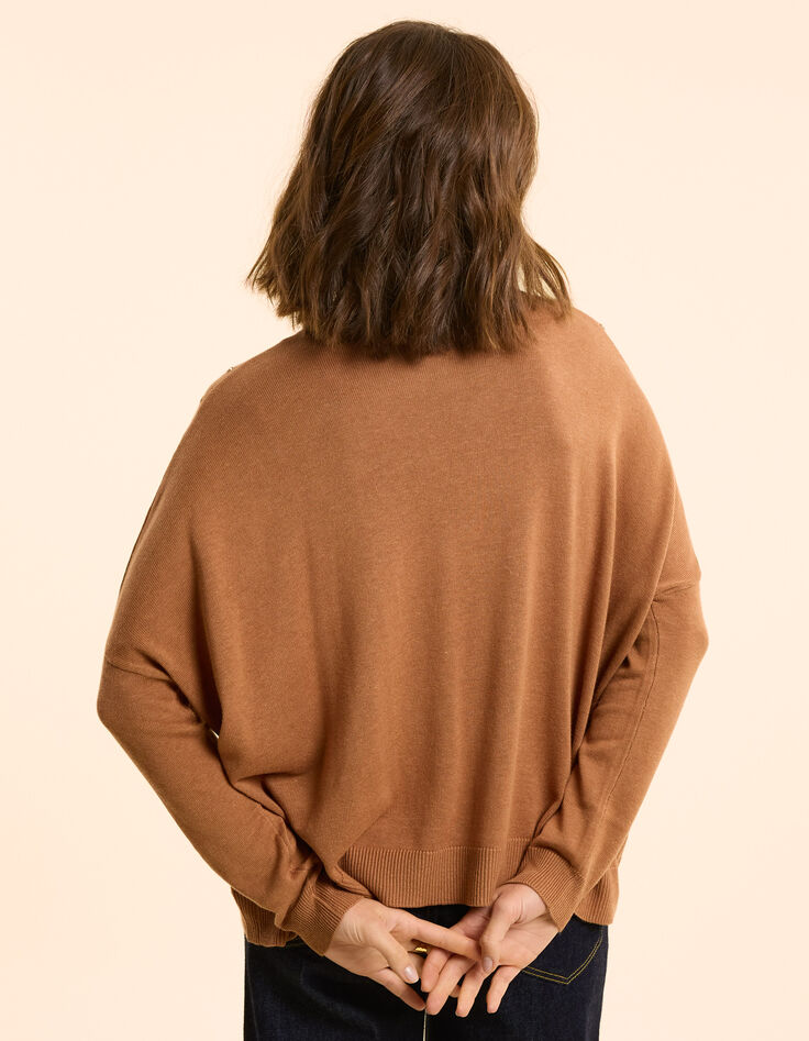 I.Code camel cape sweater knit decorative buttons-3