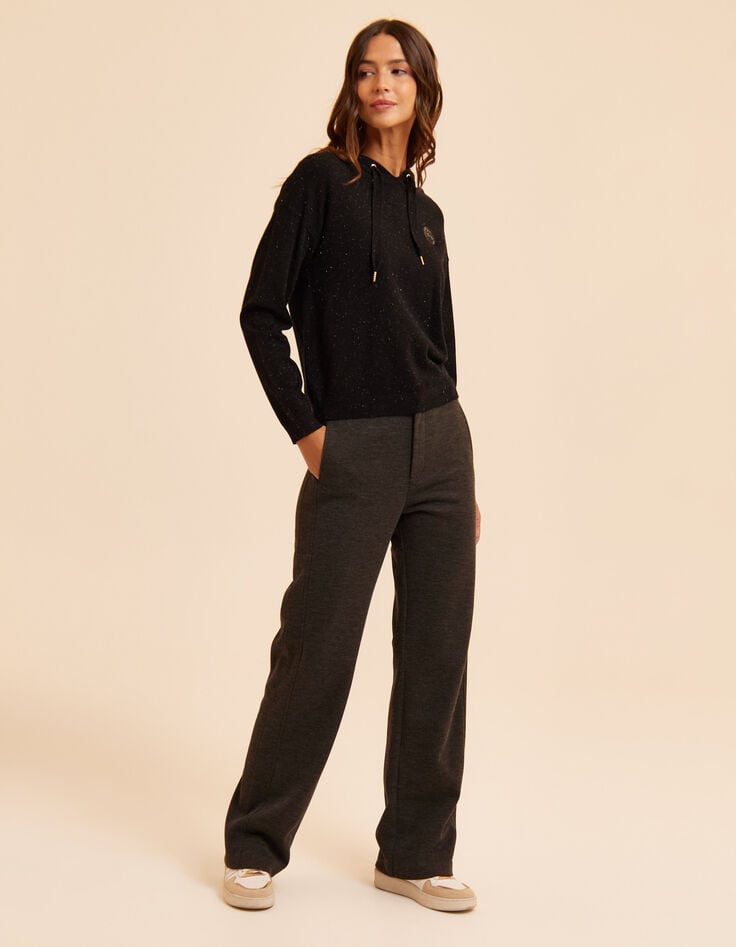 Zwarte gebreide trui met kap lurex I.Code-5 Zwarte gebreide trui met kap lurex I.Code-5