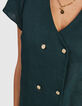 Linnen top imperial green gekruiste knoopsluiting I.Code-4