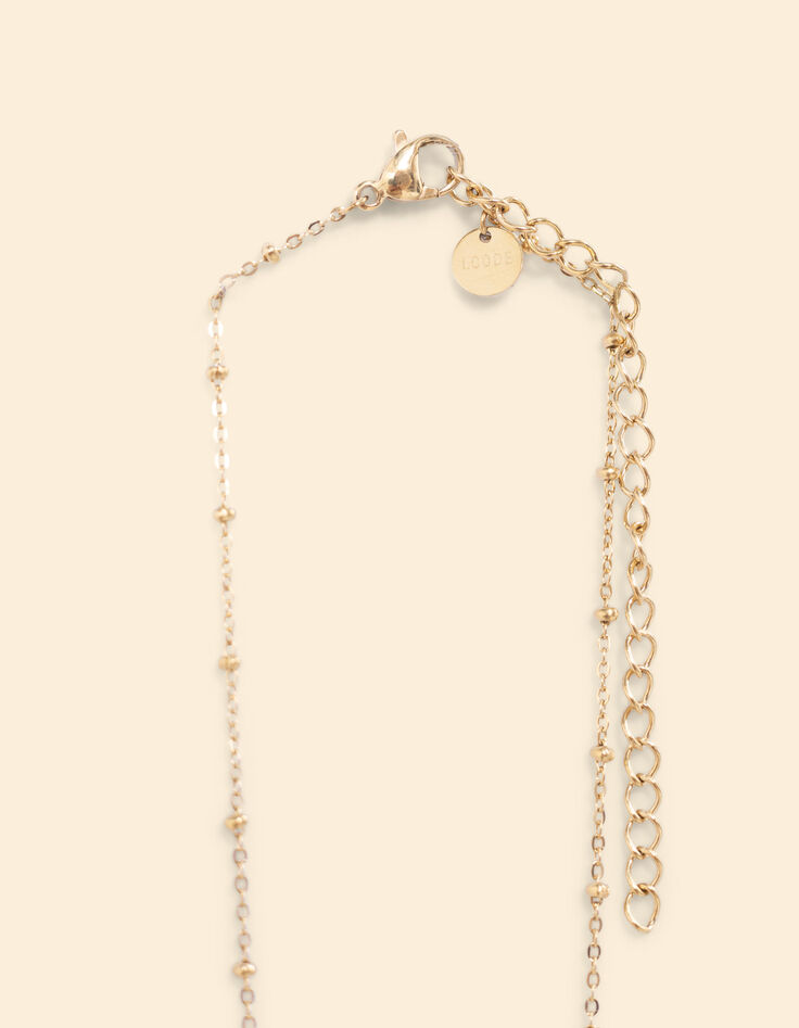 Collier métal jaune avec pendentif perles I.Code-5