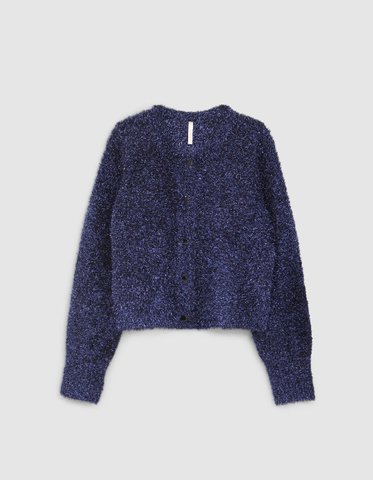 I.Code sapphire blue lurex knit cardigan-5