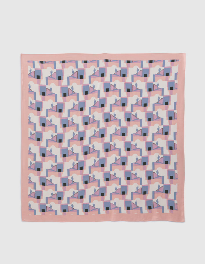 I.Code flash pink scarf with arty cactus motif - I.CODE