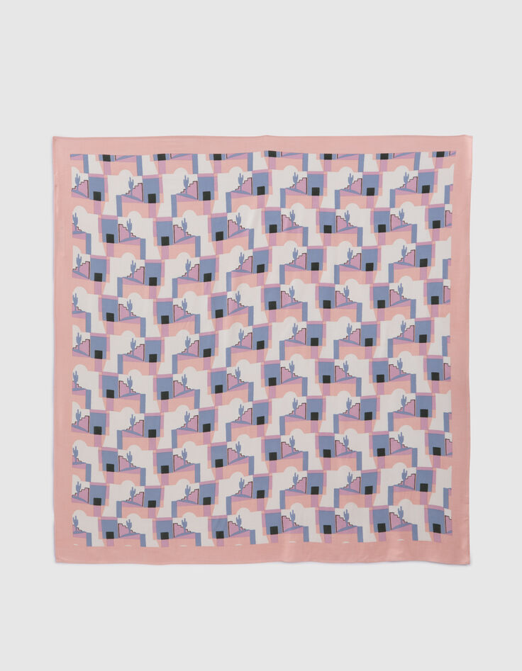 Chèche rose flash motif cactus arty I.Code-2 Chèche rose flash motif cactus arty I.Code-2