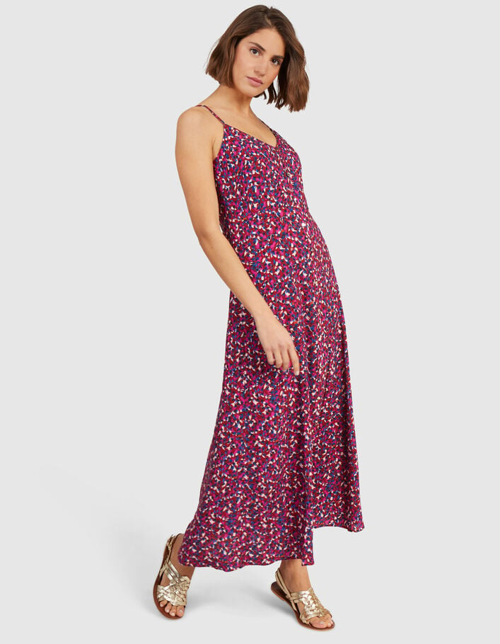 Violettes Kleid mit Tachistdruck und dünnen Trägern I.Code - I.CODE