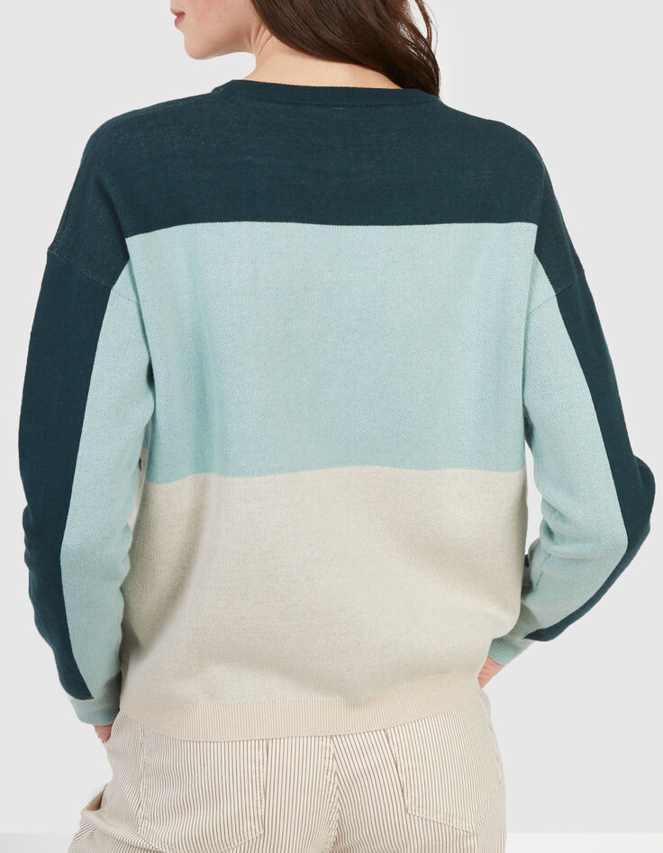 I.Code imperial green palm motif jacquard knit sweater-2
