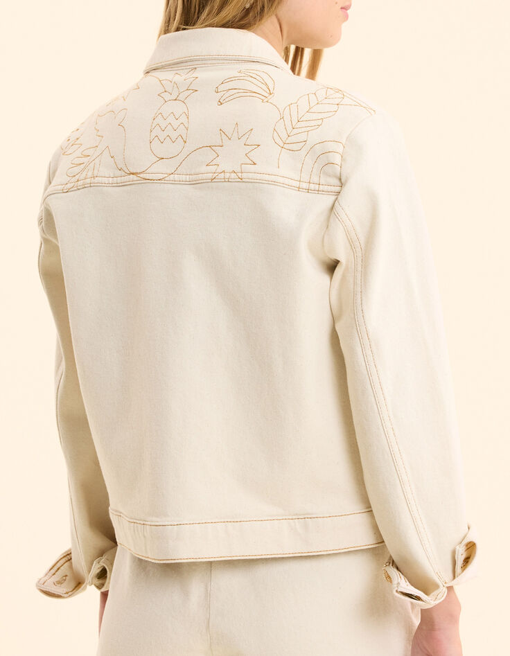 Veste en jean écru surpiqûres ocre I.Code-3