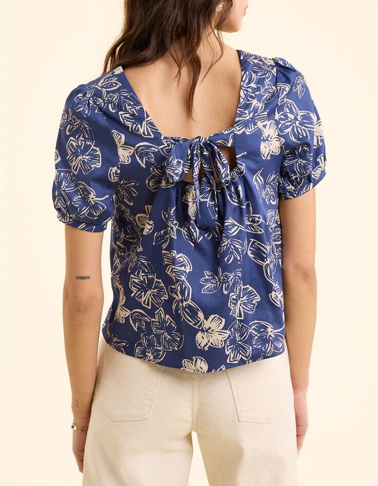 Top marine imprim&eacute; maxi fleurs n&oelig;ud dos I.Code-3