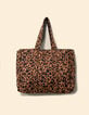 Bolso de mano marrón con estampado de leopardo I.Code-3