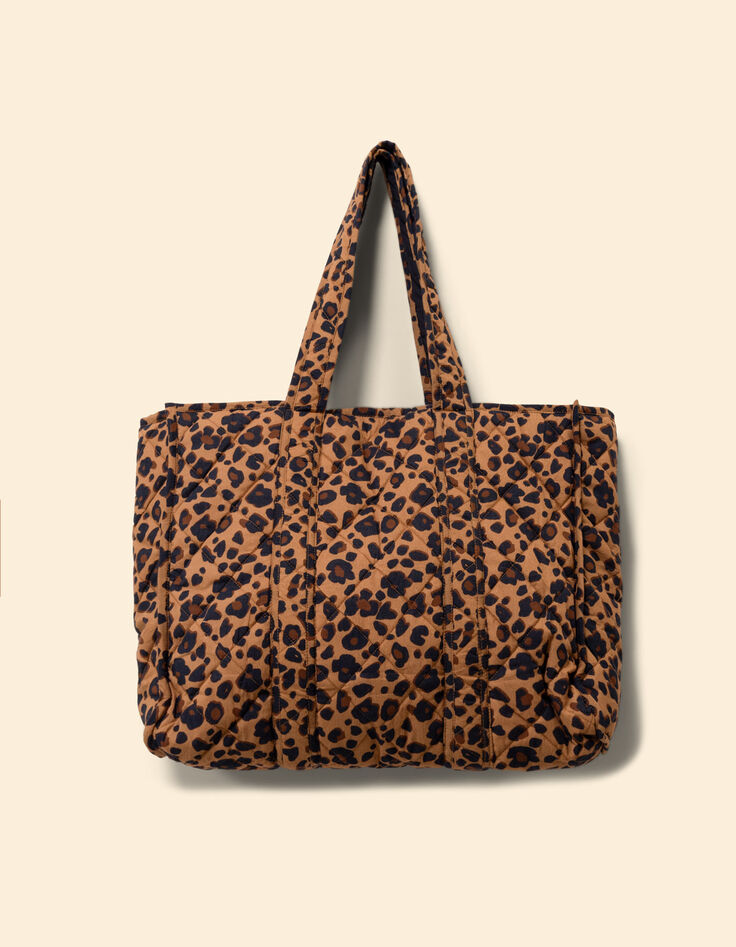 Bolso de mano marrón con estampado de leopardo I.Code-3