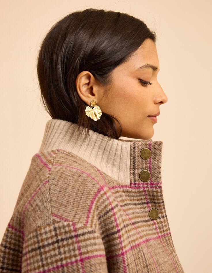 Manteau camel motif carreaux I.Code-3 Manteau camel motif carreaux I.Code-3