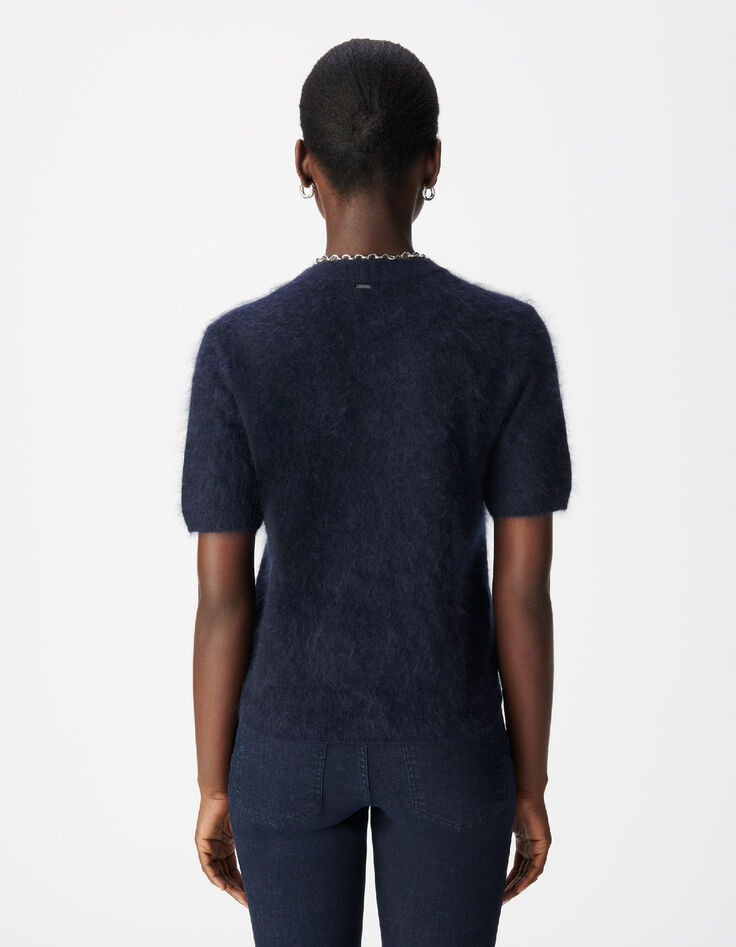 Navy Pullover Damen aus geb&uuml;rstetem Kaschmir-3