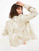 Beige baseballjack print bladeren en gouden stippen I.Code-1