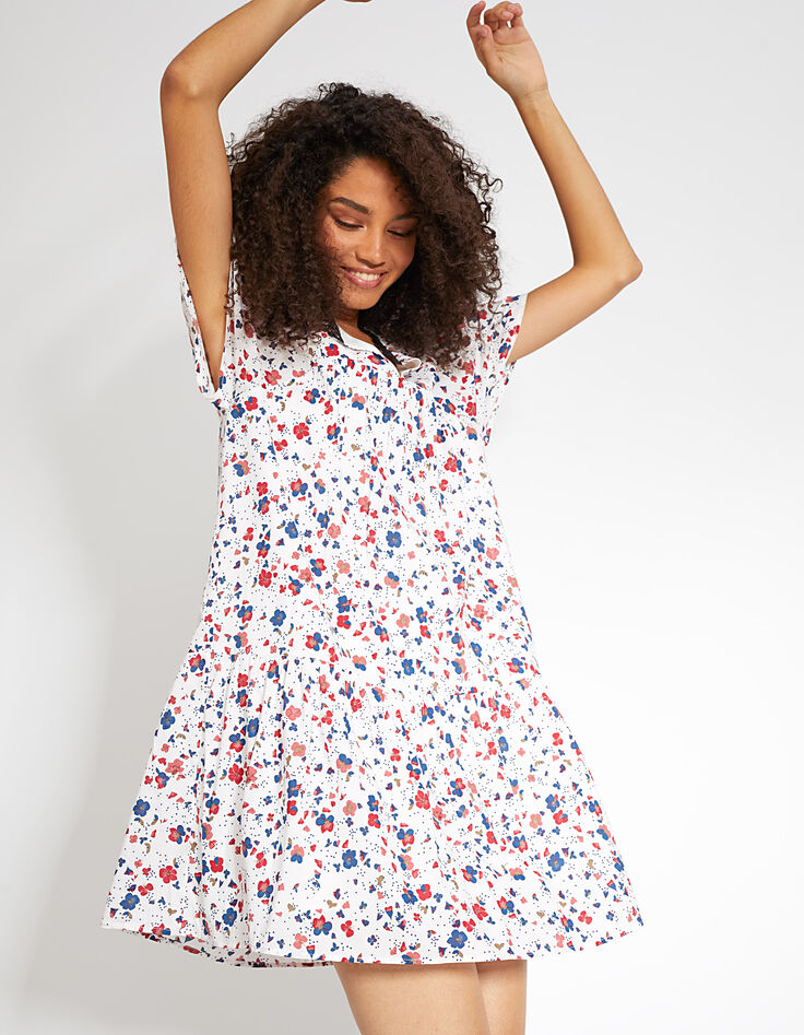 I.Code off-white Floral Preppy print dress-1