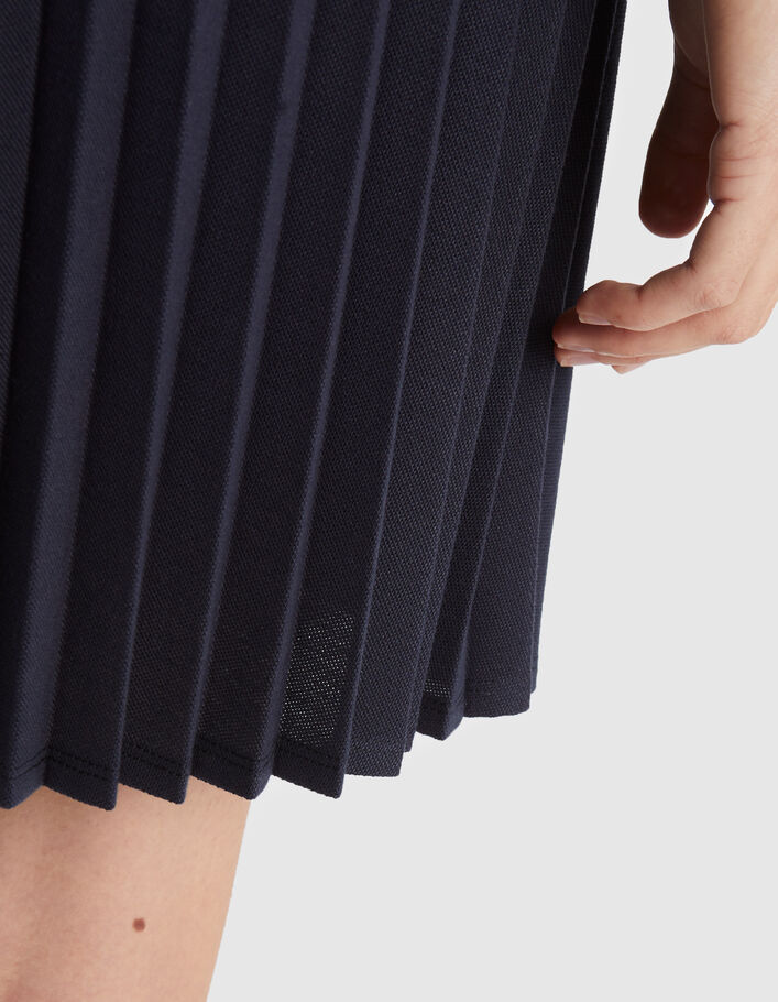 I.Code navy pique knit pleated dress - I.CODE
