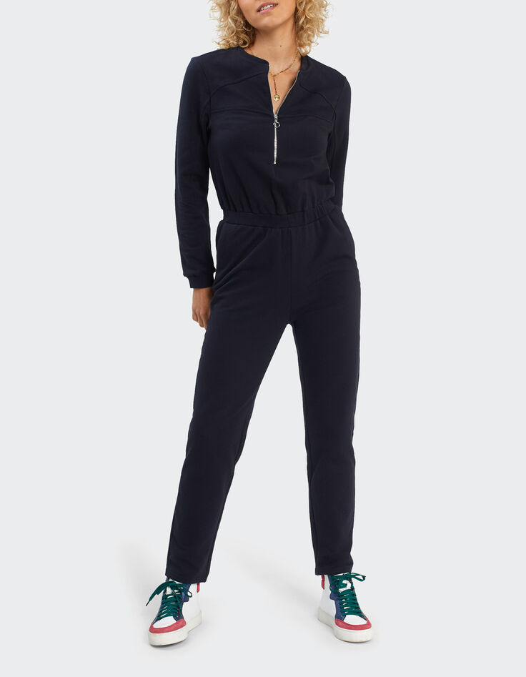 Marine-Jumpsuit mit Reißverschluss aus Fleece I.Code-1
