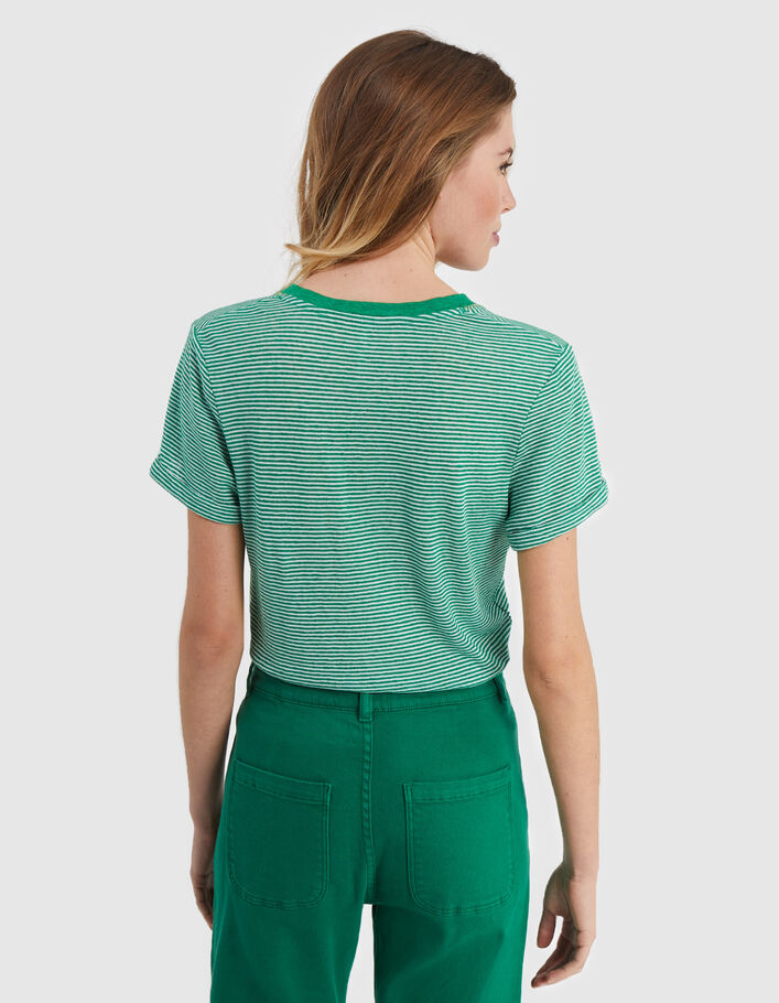 I.Code meadow green T-shirt with thin stripes - I.CODE