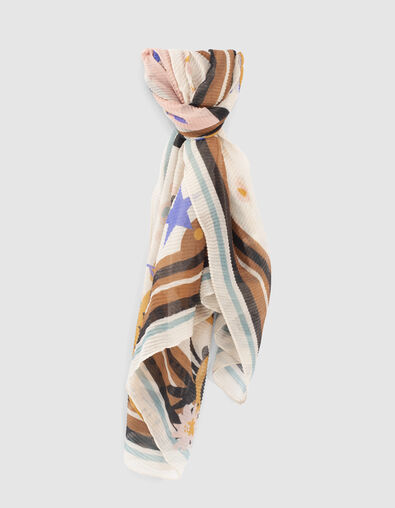 I.Code off-white leopard and slogan pleated scarf - I.CODE