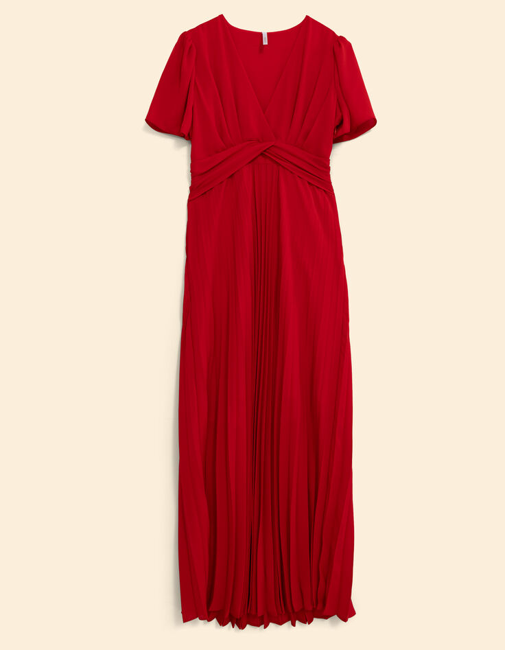 Robe rouge plissée drapée à la taille I.Code-6