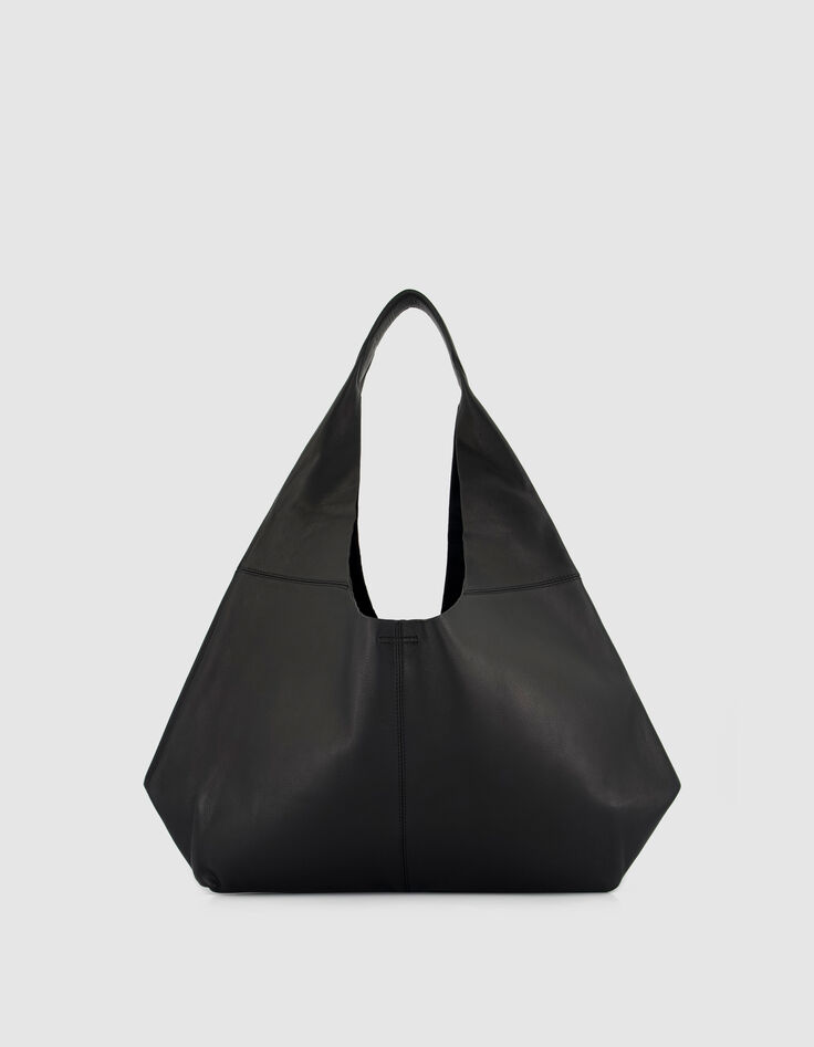 Schwarzes Leder Hobo Tasche maxi &Ouml;sen Design Gr&ouml;&szlig;e L Damen-4