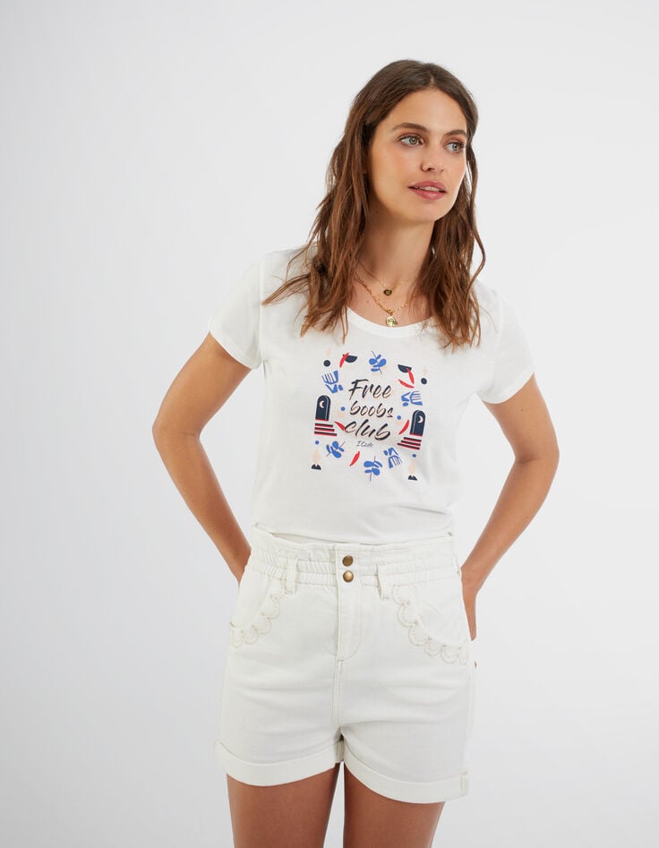 Camiseta blanco bohemio mensaje I.Code -3 Camiseta blanco bohemio mensaje I.Code -3