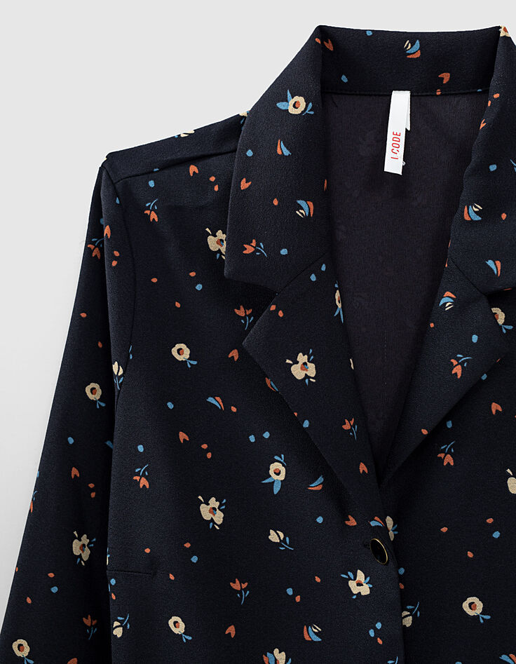 Robe noire imprimé floral I.Code-2
