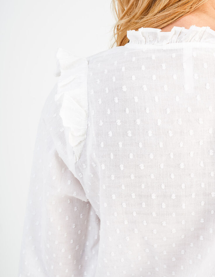 Blouse blanc cassé avec plastron brodé I.Code-5 Blouse blanc cassé avec plastron brodé I.Code-5
