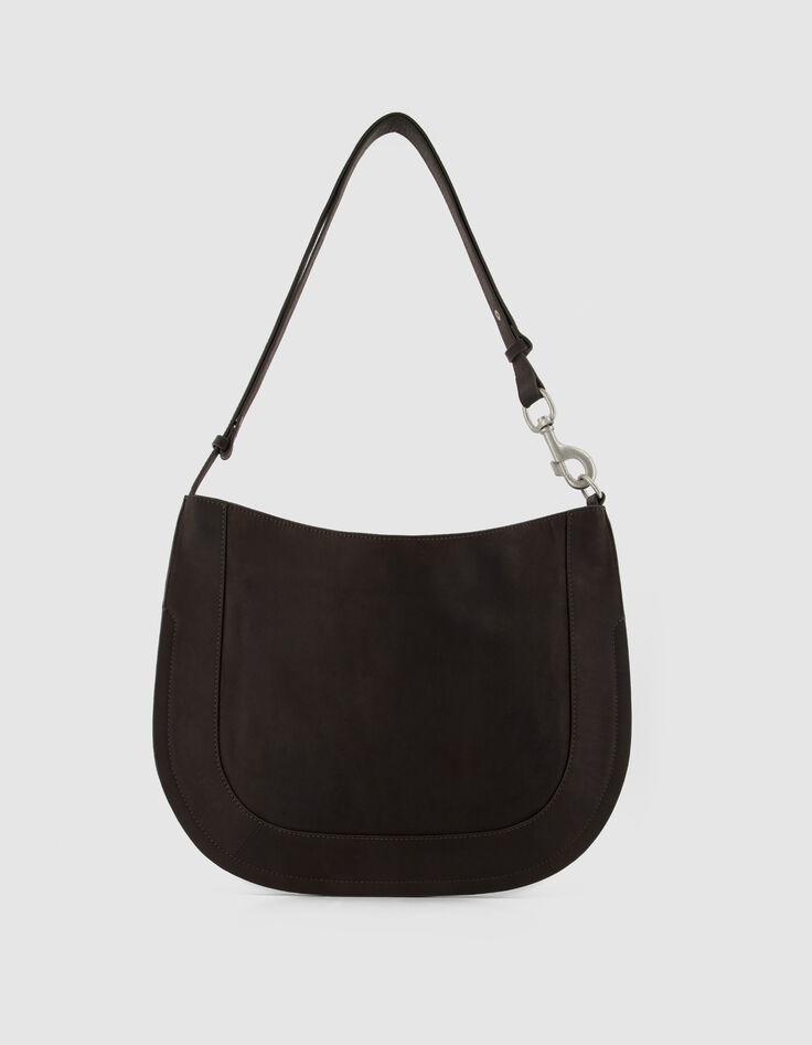 Die Tasche aus braunem Leder f&uuml;r Damen mit &Ouml;senverzierung-3