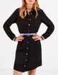 I.Code black seersucker press studded shirt dress-2