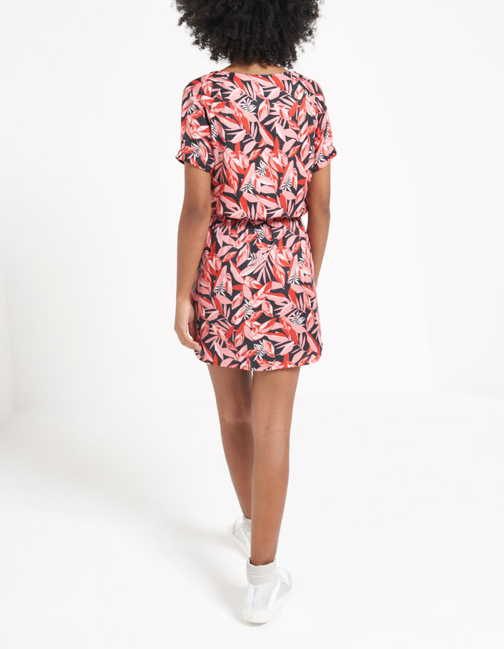 Kleid mit Pop-Palmen-Print in Mohnrot I.Code - I.CODE