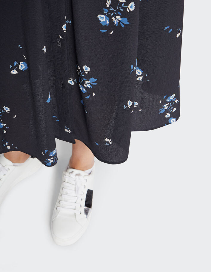 Jupe midi noire à imprimé bouquet floral I.Code-5