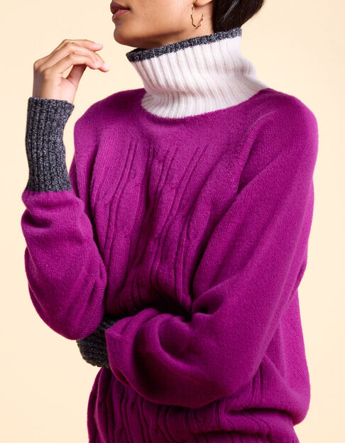 Magenta gebreide trui met twists I.Code x Lafrançaise