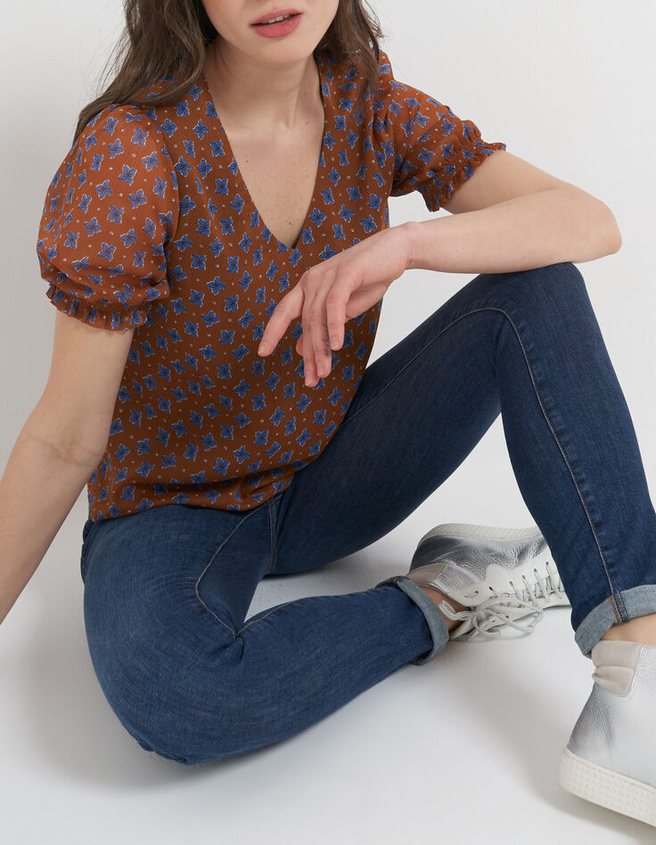 Top camel flores azules I.Code -1