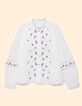 Off-white Bluse mit mehrfarbigen Blumen bestickt I.Code-8