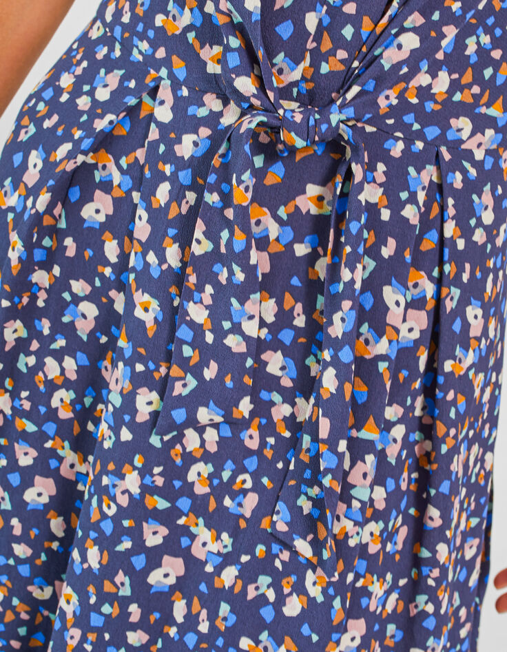 I.Code navy tachist print dress-3