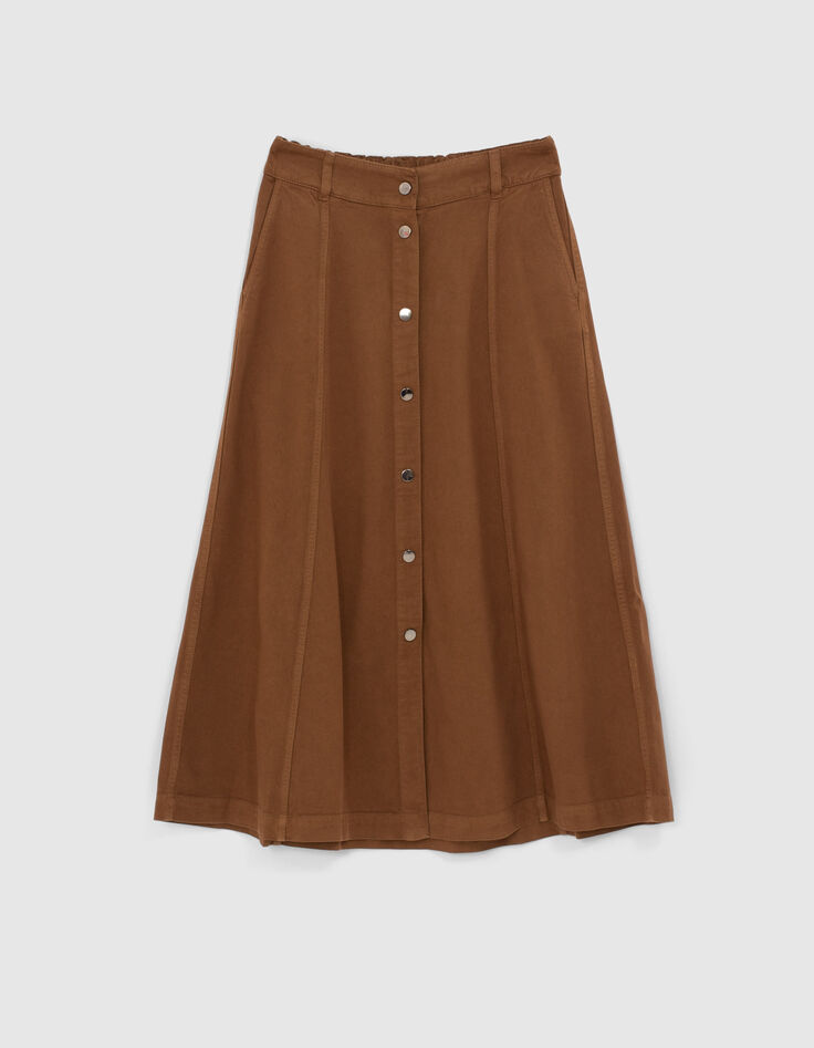 Jupe en jean longue fauve boutonnée I.Code-3