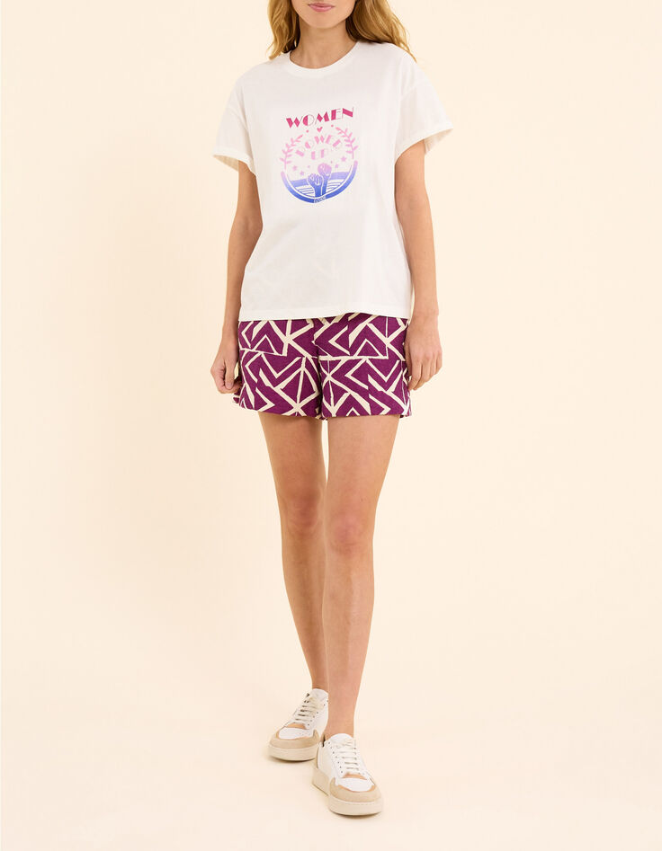 Weißes Kurzarm-T-Shirt mit Botschaft und I.Code-Fäusten-9