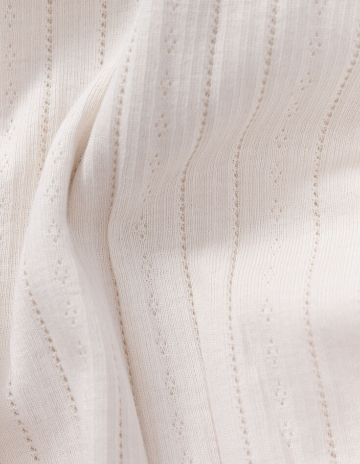 Cremeweißer Body aus Pointelle-Strick I.Code-10