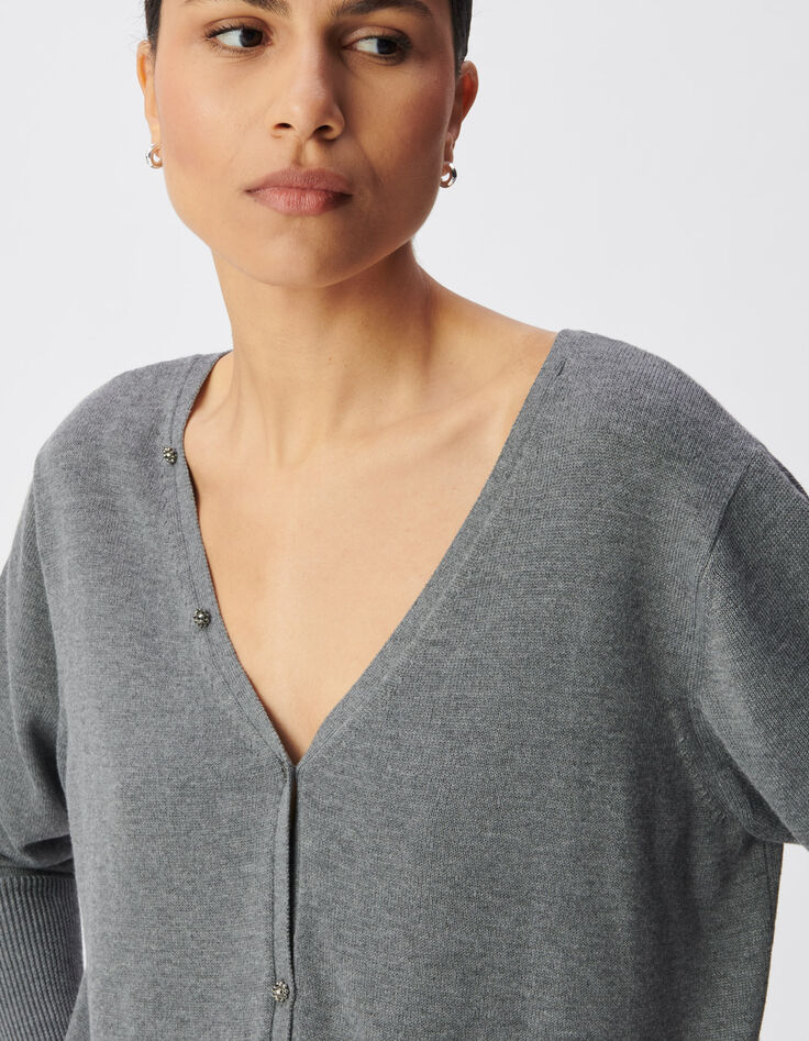 C&aacute;rdigan gris punto reversible mujer-5