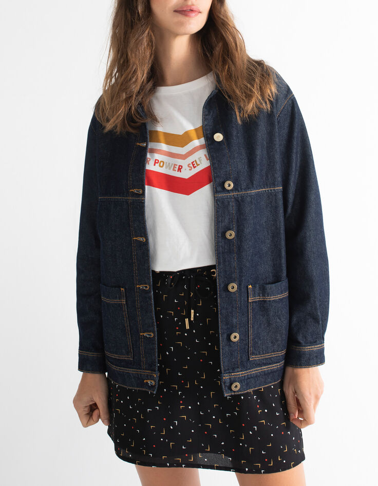 I.Code raw denim jacket with XL pockets-3